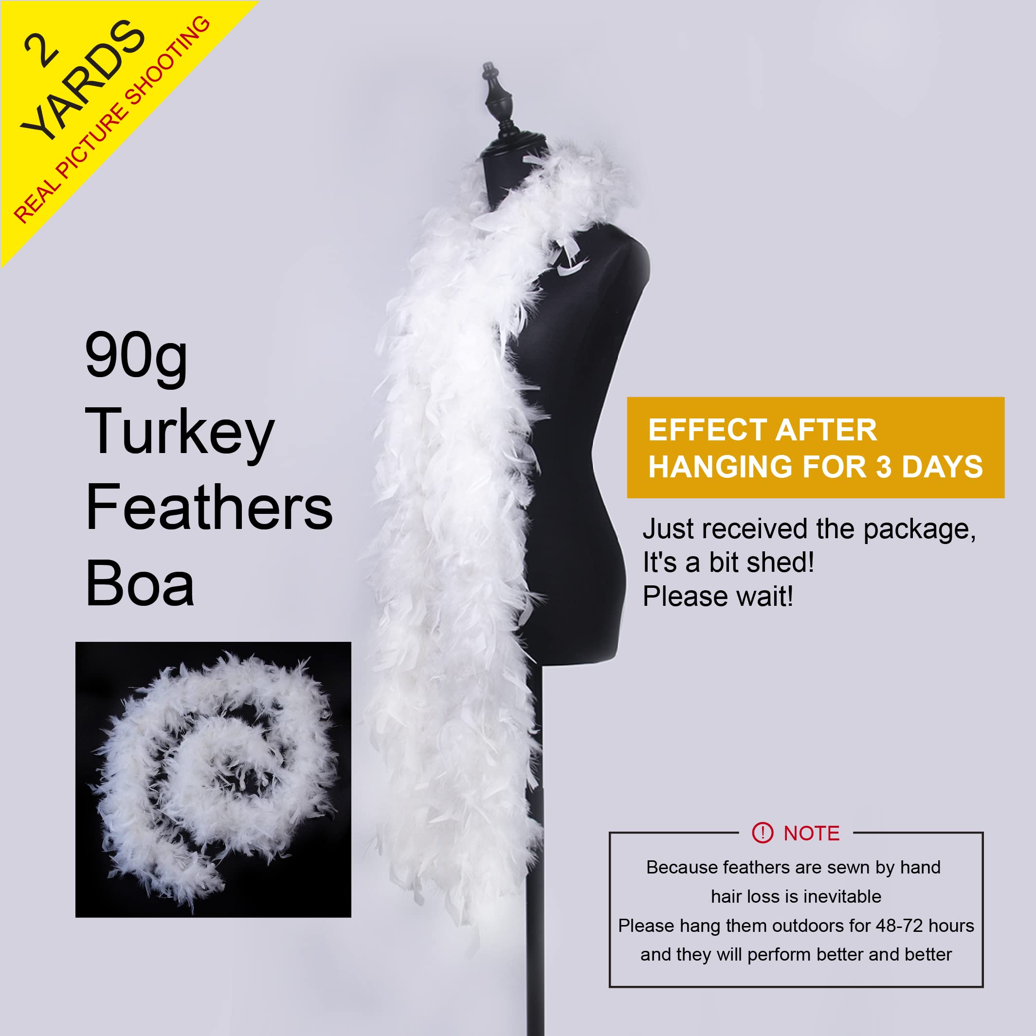 Larryhot Boa Feather – 1,8 M – Plumes De Dinde Fabriquées à La Main Pour Les Fêtes, Noël, Mariages, Tables Centrales, Costumes, Concerts Et Décoration D'intérieur