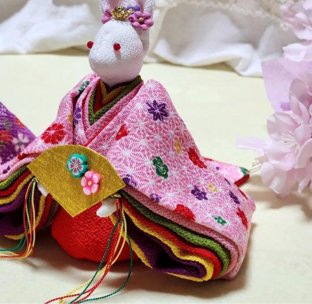 うさぎさんのちりめん細工お雛様飾り ちりめん細工 うさぎ お雛様 ちりめん細工うさぎさんのお雛様飾り