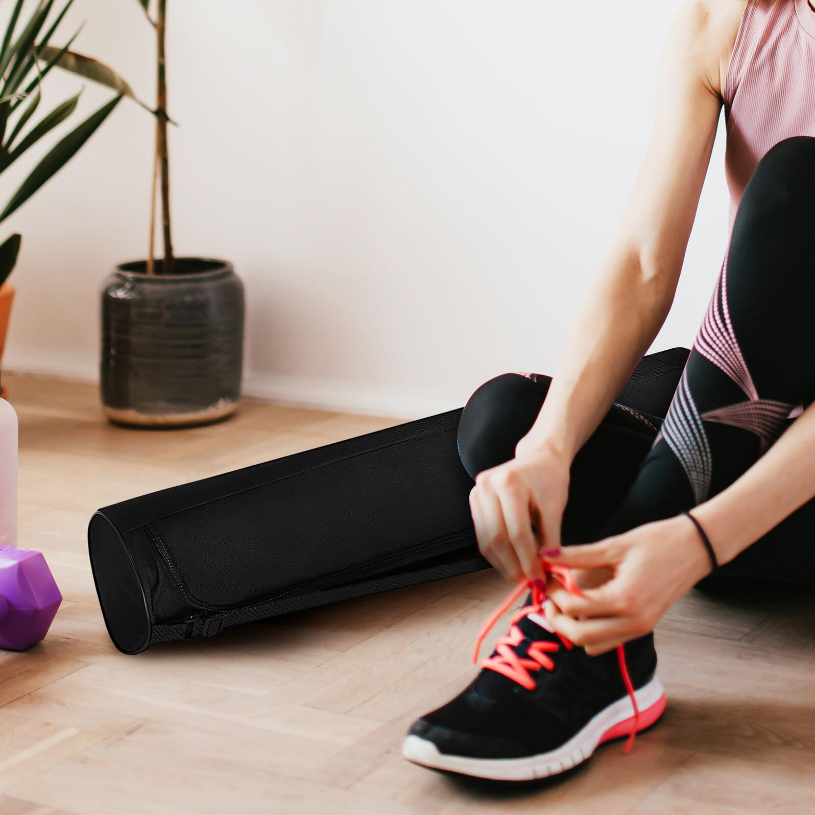 2 Stück-Pack Yogataschen aus Oxford Gewebe Tragbar mit Verstellbarem Schultergurt für Workout und Yoga Zuhause Schwarz