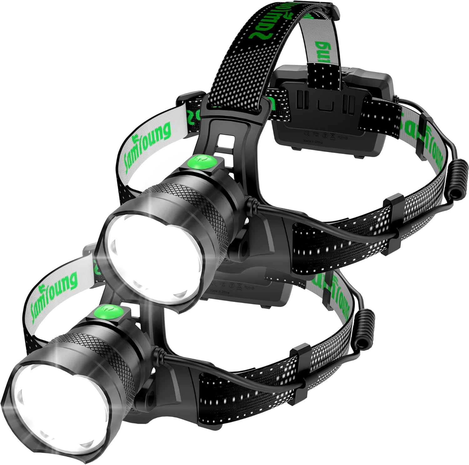 2PCS Bright LED Headlamp with 7 Modes & Adjustable Beam for All Activities