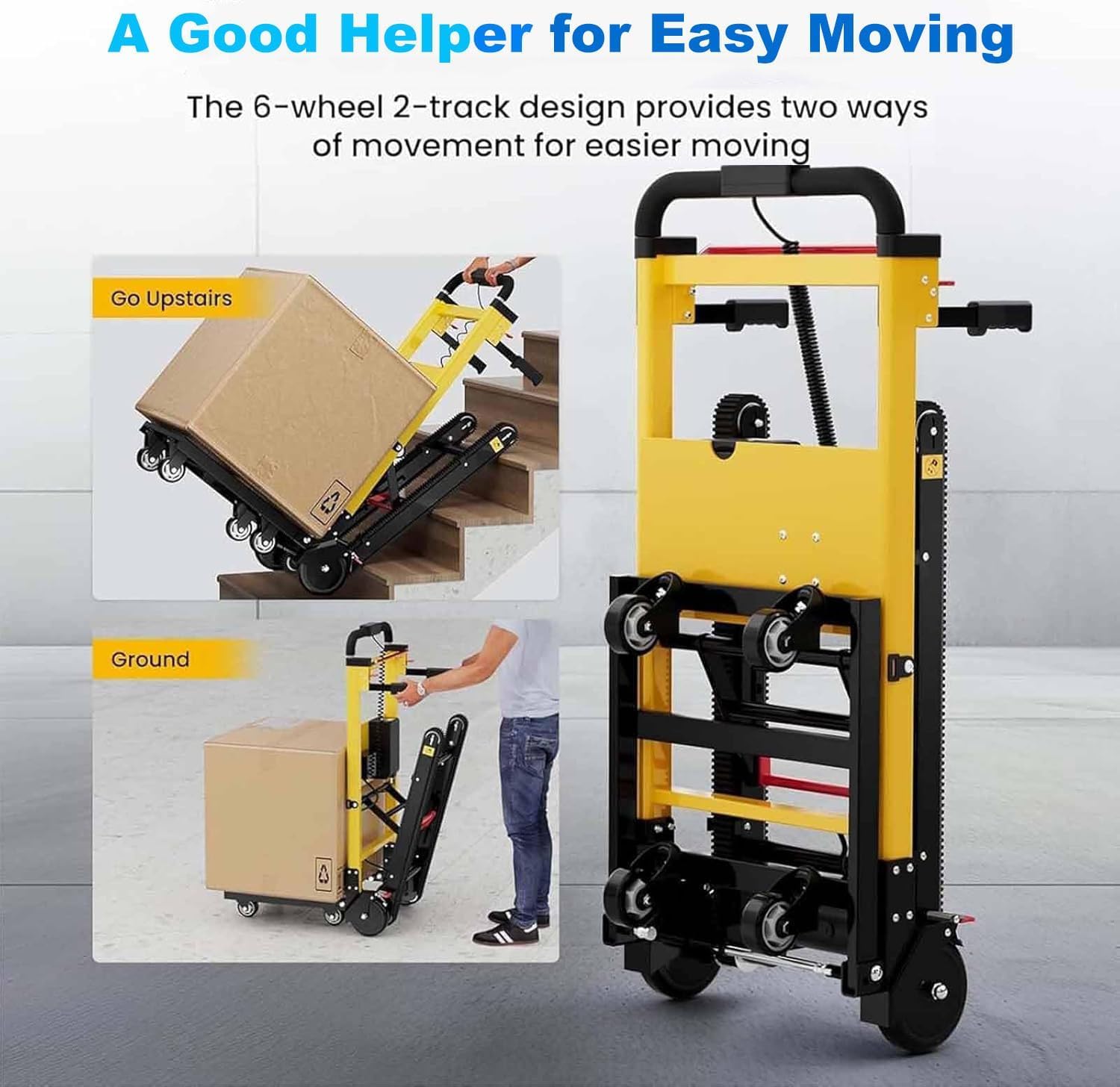 Macchina Per Scale Carrello Elettrico, Carrellos Elettrico per Scale, Pieghevole Carrello Saliscale Elettrico per Il Trasporto Di Merci, per Traslochi, Magazzini, Distribuzione Logistica