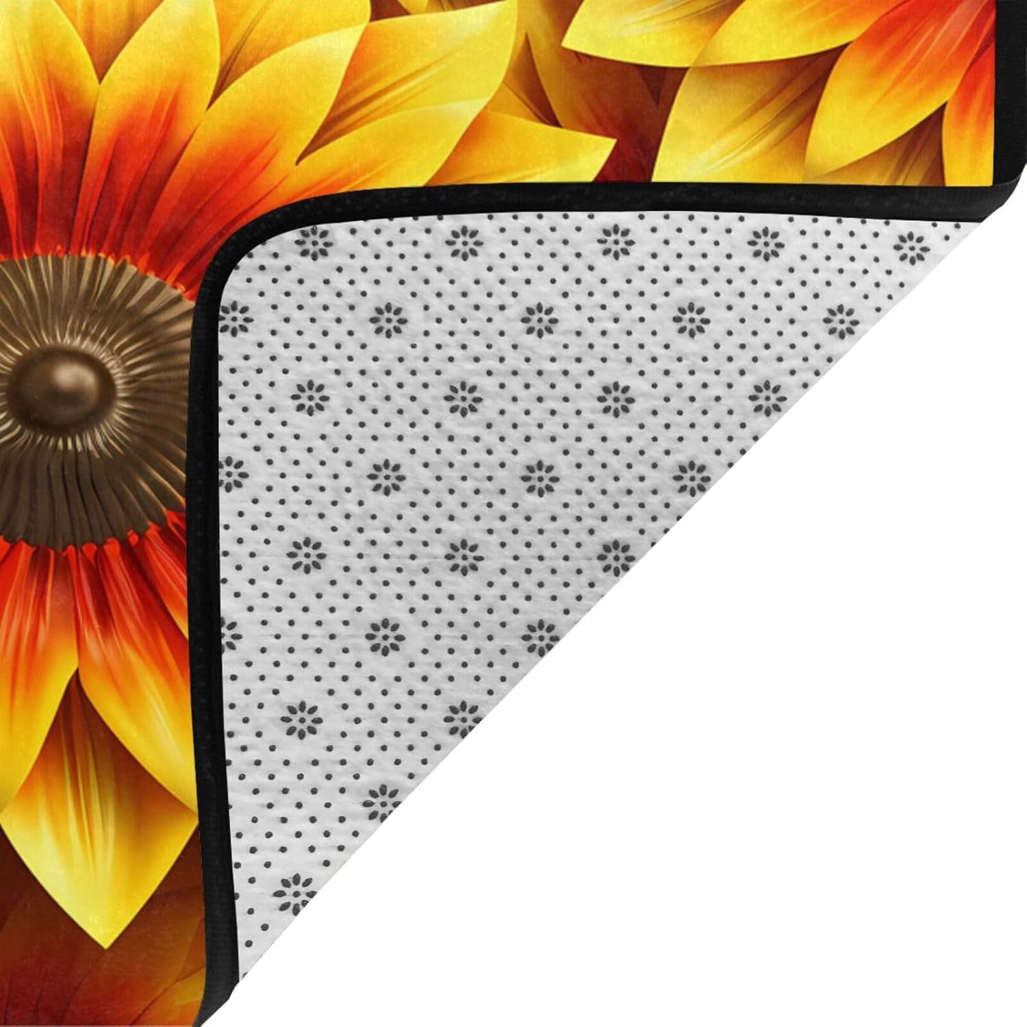 red and Yellow Sunflower Printed Flannel Floor mat 80x58 inches for Bedroom, Living Room, Study Room Decorative Carpet