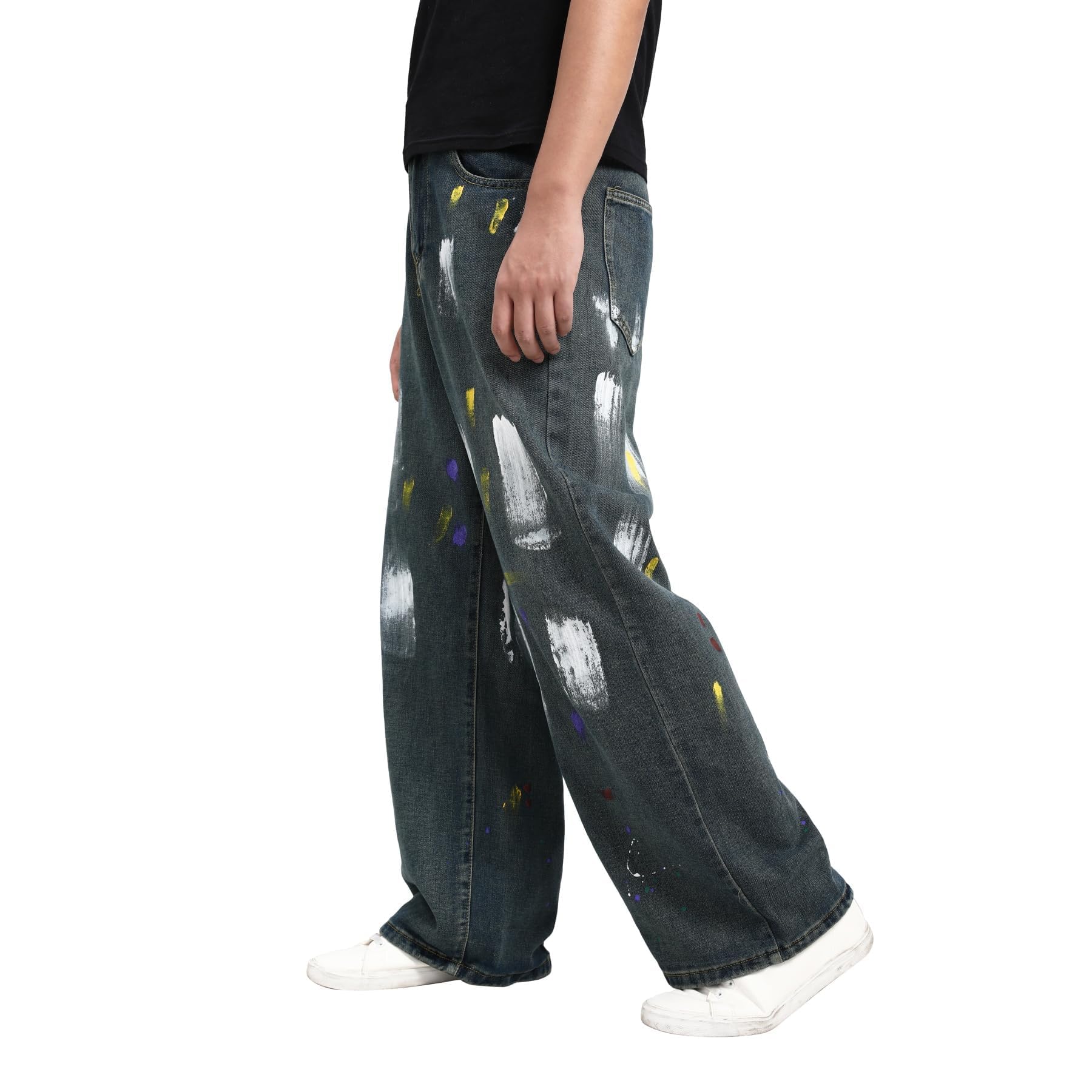 Jeans da uomo Hip Hop Baggy Graffiti Straight Fit Y2K Streetwear