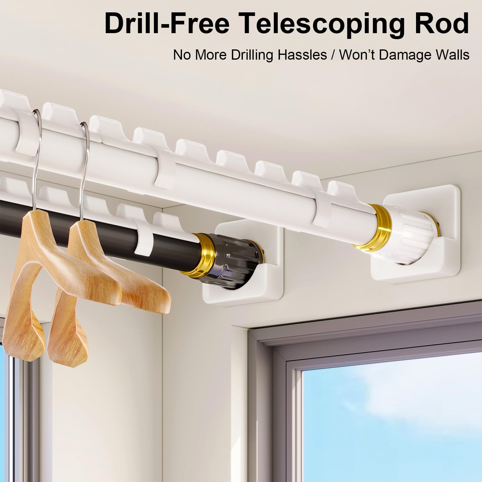 Teleskop Klemmstange Duschvorhang 60 bis 420 cm, Verstellbar | Duschstange Ohne Bohren mit Halterung für Küche, Schlafzimmer, Fenster und Büro(Gray,60-90cm/24-36in)