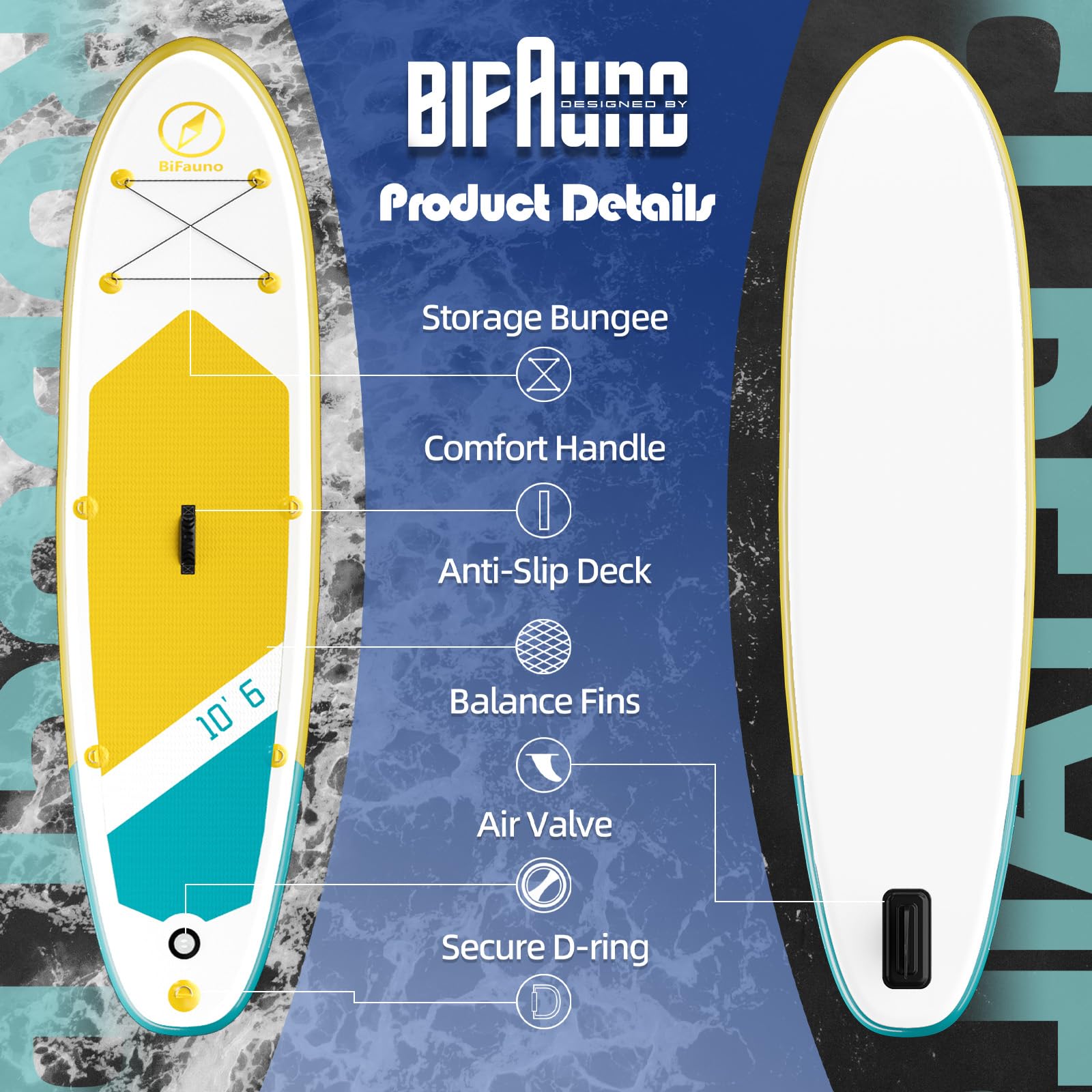 Bifanuo サップボード Bifanuo 10'x31''x6'' Inflatable Stand Up Paddle Board with
