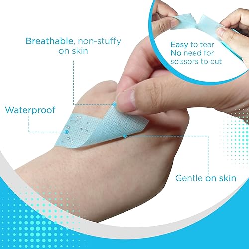 Miniatura 3 de OK TAPE Cinta médica de silicona (2 rollos) para piel sensible, cinta quirúrgica impermeable para asegurar apósitos y gasa, cinta microporosa de