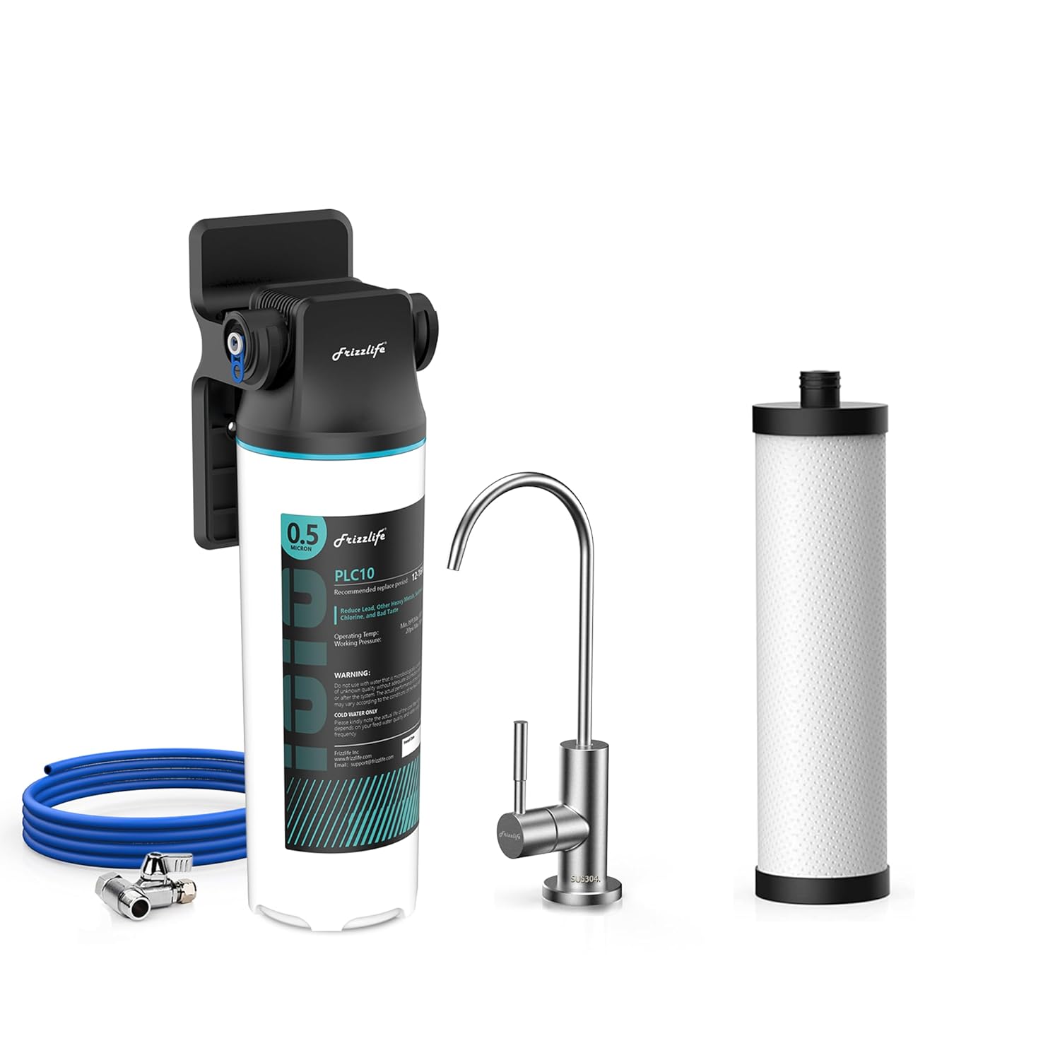Frizzlife SW10F Under Sink Water Filter, with PLC10 Replace Filter