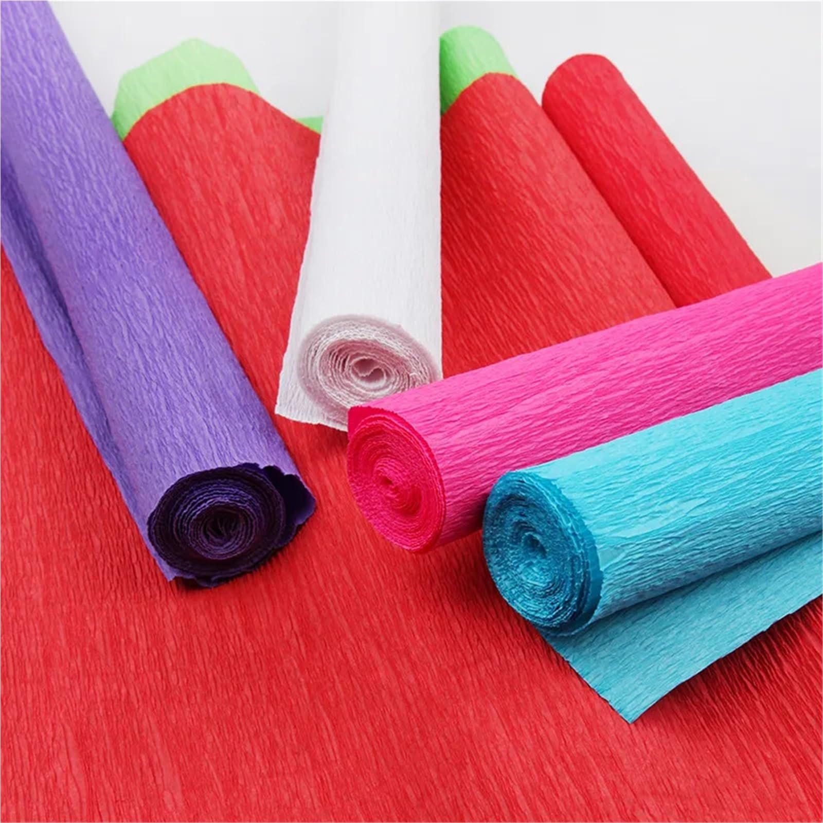 4 rouleaux de papier crépon coloré 50x250cm pour Mariage et Fête