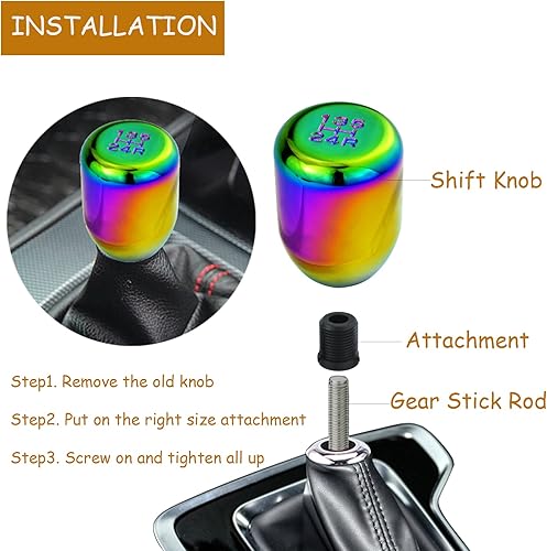 Miniatura 8 de Temzzer Pomo de palanca de cambios de 5 velocidades, cabeza de palanca de cambios de aleación pulida, apta para la mayoría de vehículos automotrices