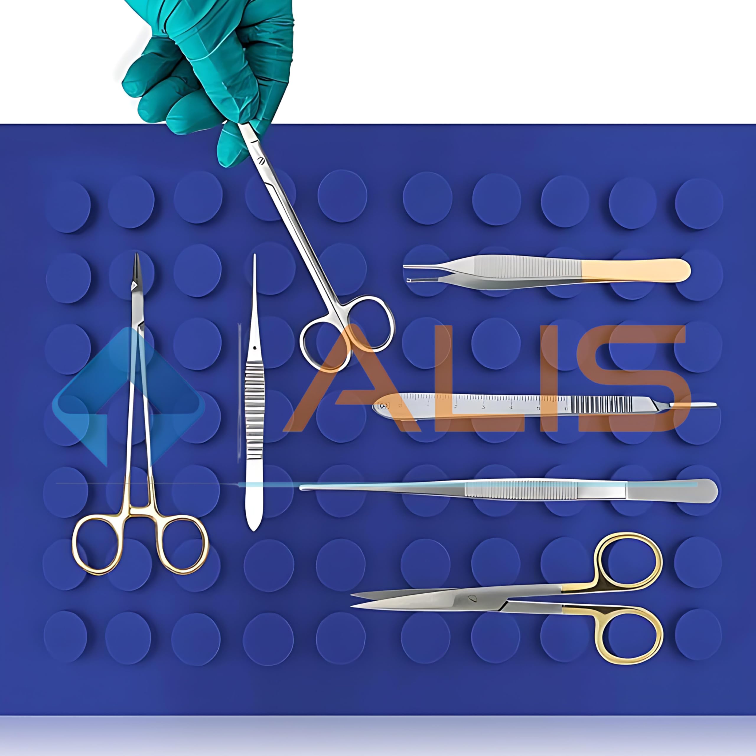 Alis Reusable Magnetic Instruments Mat 12"x 15" – Blue with Raised Magnets, Non-Perforating Silicone, Non-Slip & Autoclavable-picture-12