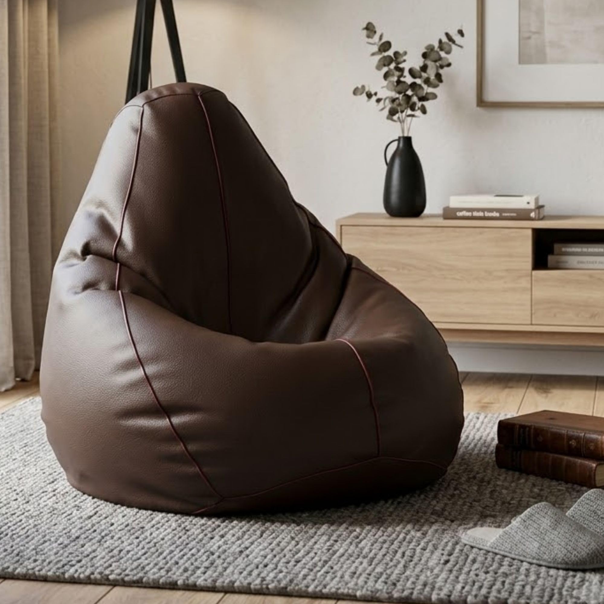 Bean Bag Chair Cover | Size: 4XL | Color: Dark Brown | Without Beans | Premium Leatherette Cover (CMF 0228)-image-38
