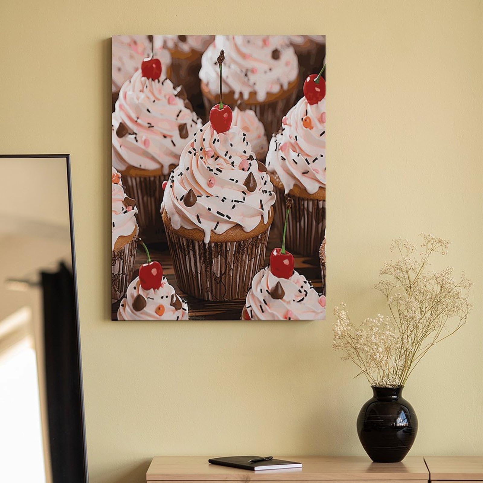 LPAGBCNU Malen nach Zahlen für Erwachsene und Muffins, Malen-nach-Zahlen-Set auf Leinwand, Acryl-Ölfarben, Malerei mit Pinseln, als Geschenk, Wanddekoration