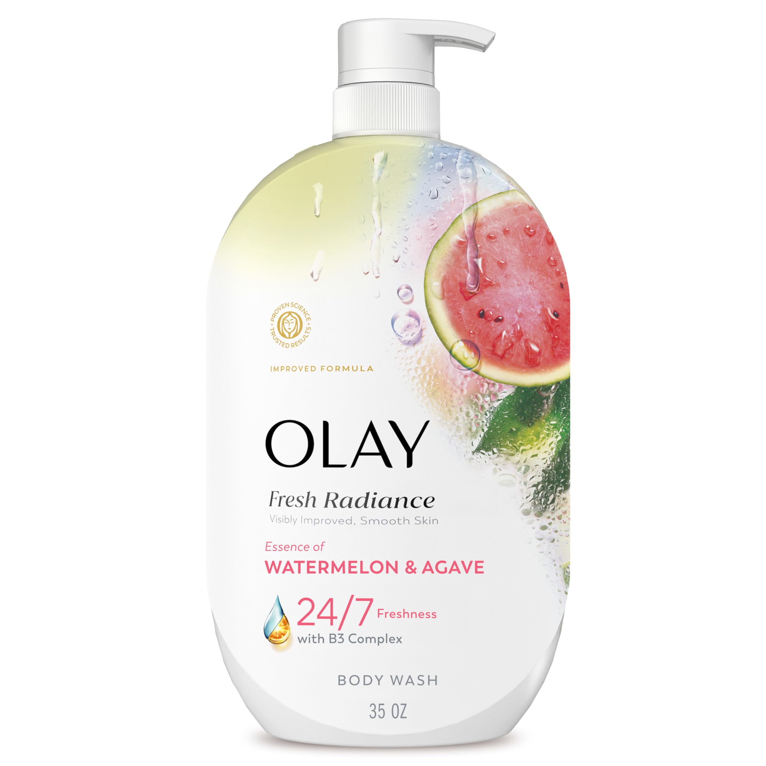 Olay Body Wash for Women Fresh Radiance 24 7 Skin-Loving Freshness Visibly Radiant Plant Based Cleansers Vitamin B3