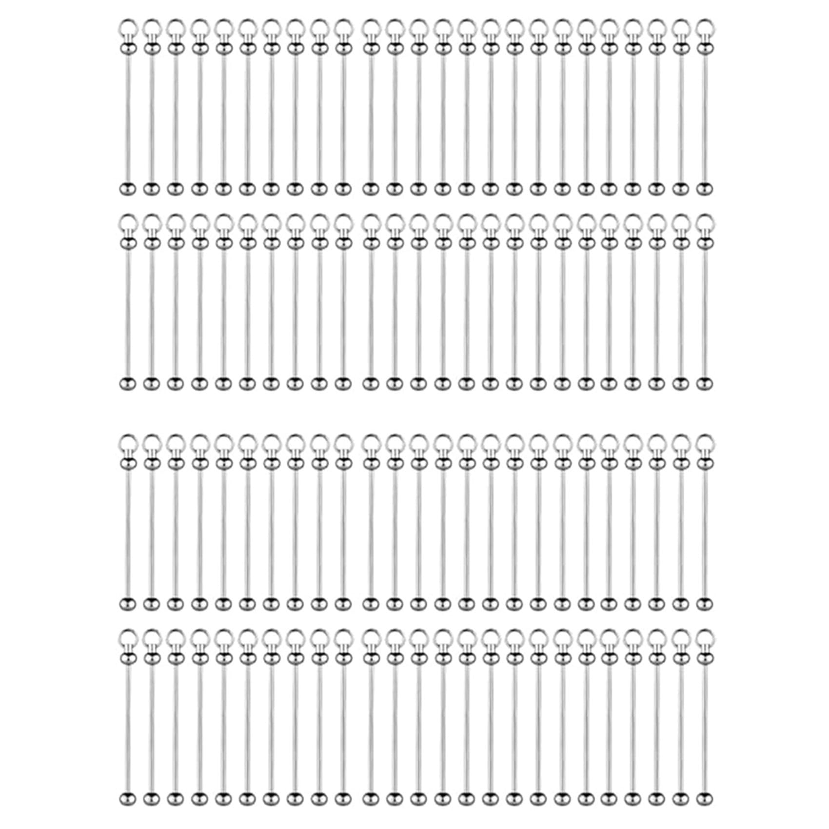 cdymrl 100Pcs Blank Beadable Keychain Bars,Metal DIY Bead Keychain Bar Charms Eady Detachable Key Chain Making Accessories