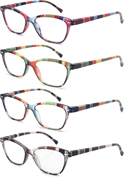 HEEYYOK Reading Glasses Women,Colorful Ladies Readers Glasses,Flexible Spring Hinge,4 Pack Lightweight Eyeglasses for Womens +2.00