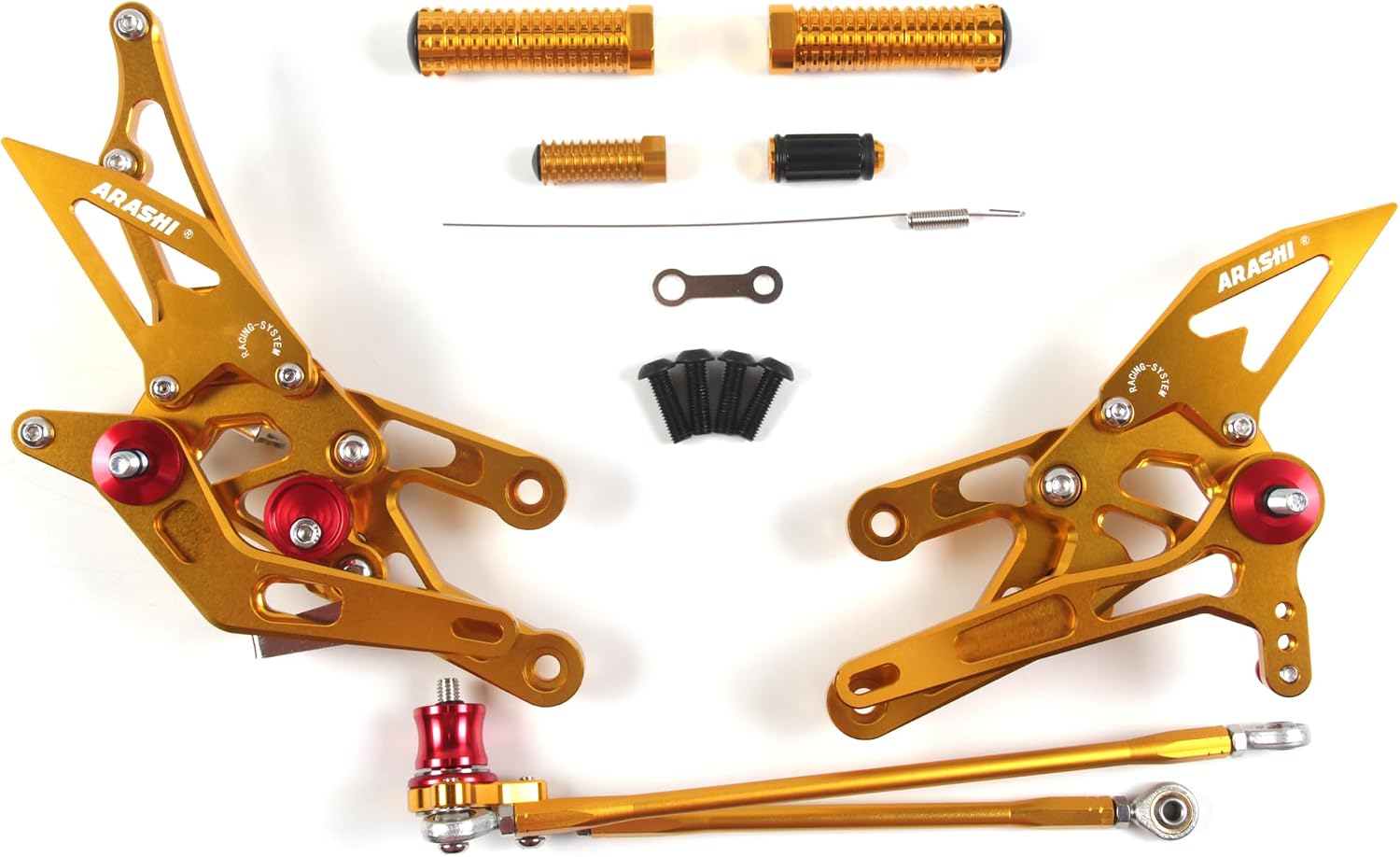 V2.0 Adjustable Rearsets Compatible with Honda CBR1000RR 2004-2007, CBR600RR 2003-2006, Gold