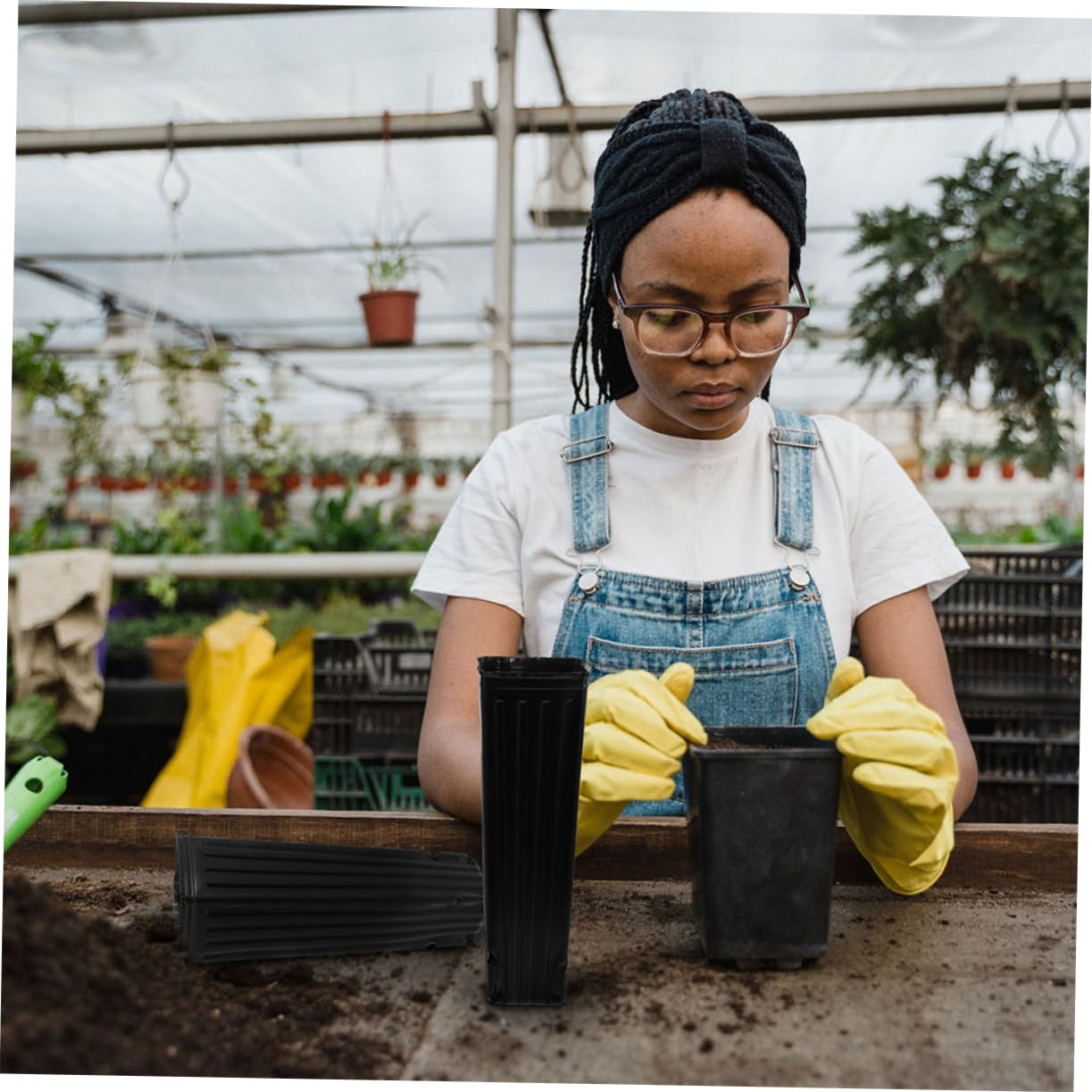 Lot de 60 Godets De Culture en Plastique Résistant, Pots De Jardin Profonds Aération pour Plantes Et Petits Arbres