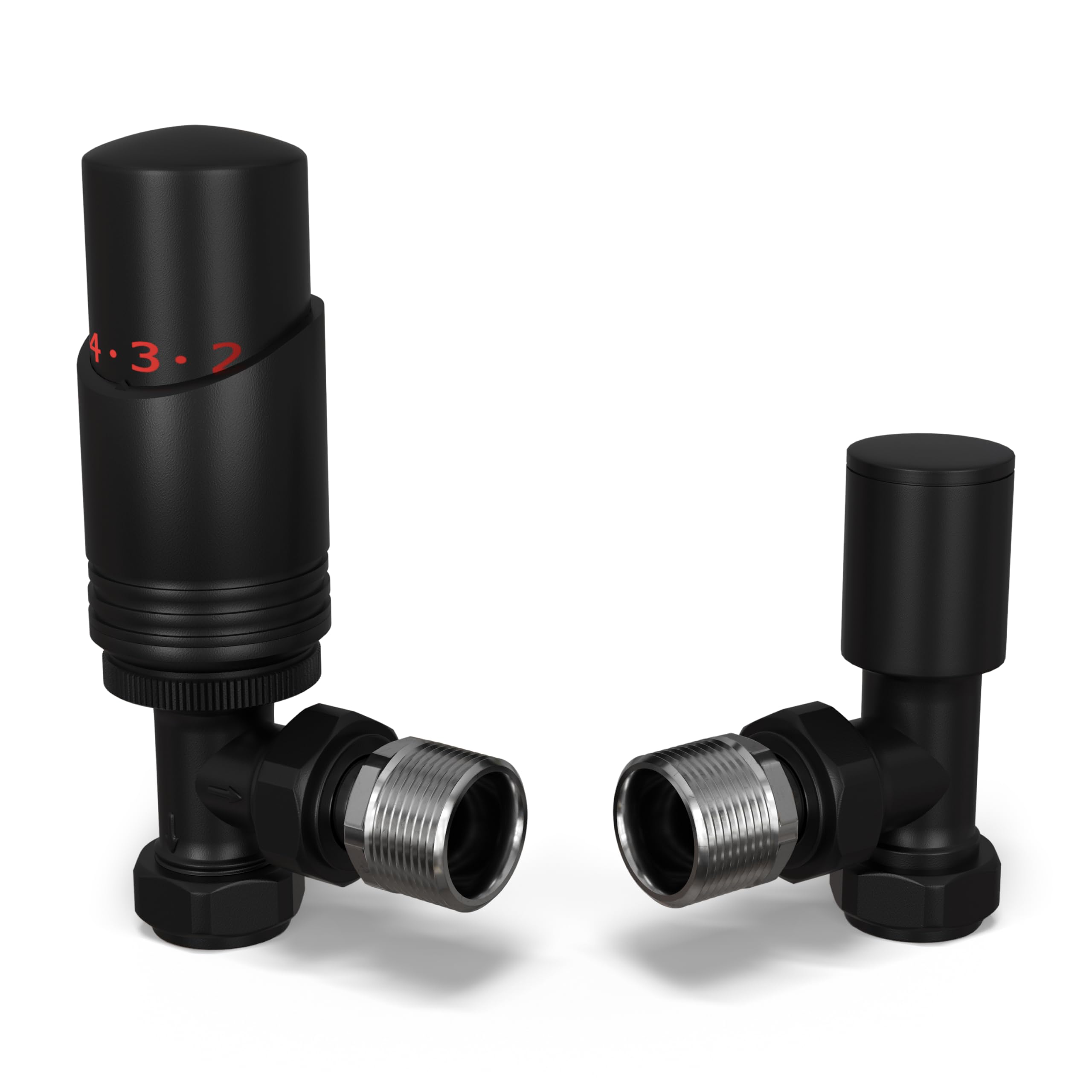 B&Q -  Thermostatic Radiator Valve Set Trv Angled With Lockshield 15mmModern Style Black Talus Bold