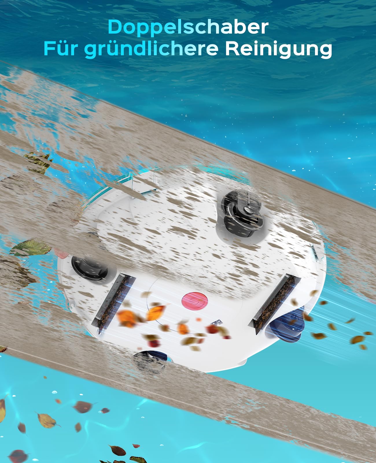 WINNY POOL CLEANER Winny 200 – Kabelloser Akku Poolsauger, Doppelfiltration, automatisches Parken, 80 Min. Laufzeit, für Aufstellpools bis 60 m², kompakt & leicht(Marine-Weiß)