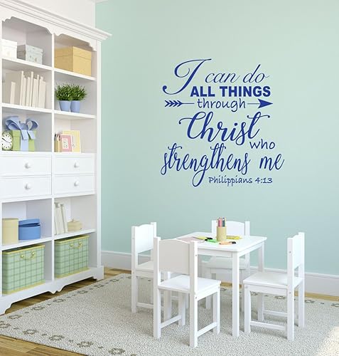 Miniatura 7 de Calcomanía cristiana para pared, Filipenses 413, "I Can Do All Things Through Christ", decoración del hogar para dormitorio, sala de juegos, escuela