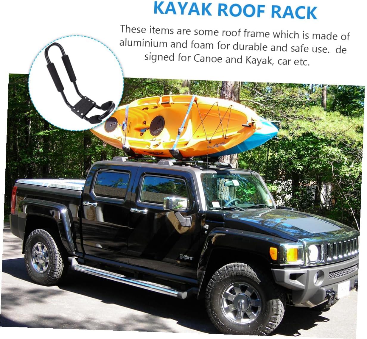Kisangel 2pcs Kayak Roof Rack Heavy Duty Car Roof Frame Luggage Shelf Canoe Carrier for SUV Truck Crossbar Detachable Kayak Holder for Outdoor Water Sports