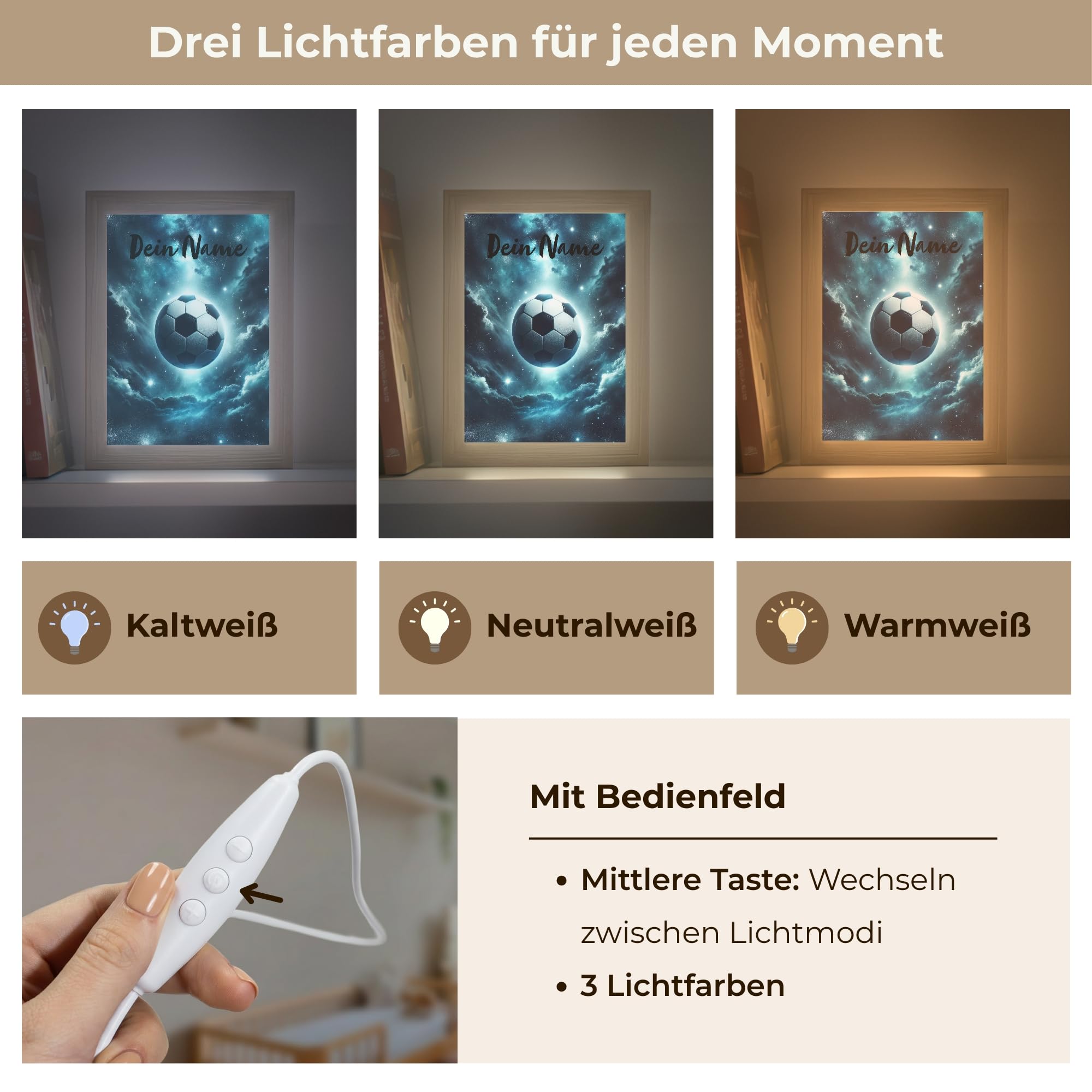 Nachtlichter & Schlummerleuchten Für Kinder Mit Name 15x20 cm Baby Nachtlicht Personalisiert Nachttischlampe Jugendzimmer Fußball - Galaxie - Raumfahrt - Sport - Blau
