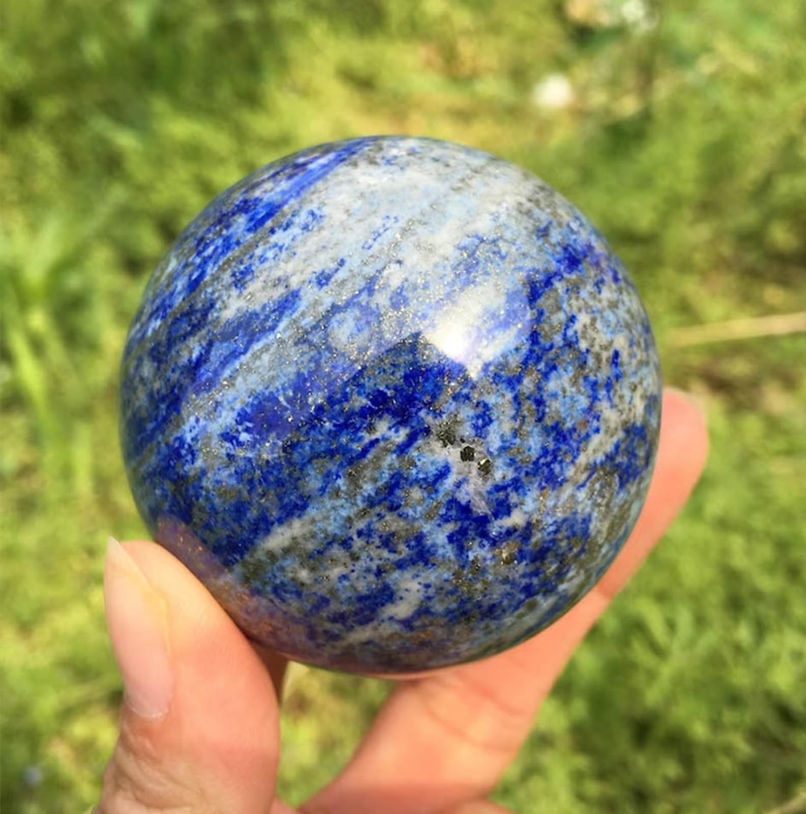 RVBLRDSE Lapis Lazuli Crystal Ball- Quartz Sphere - Gemstone Decorative Ball -Polished Collection-Scrying Ball-Home Decor -Reiki Gift-Crystal Balls for Witchcraft,35~40mm Gemstone Stone