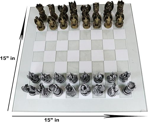 Miniatura 3 de Ebros Gift Juego de mesa para juegos de mesa de juego de mesa de resina pintada en plata y oro con base de fieltro de mazmorras y dragones mágicos