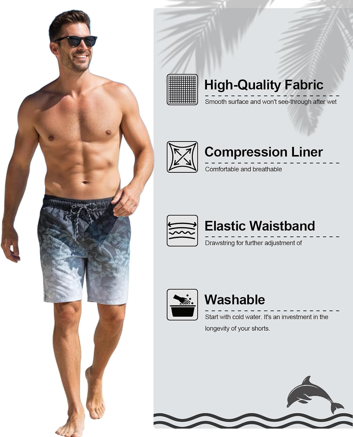 Cozople Mens Swimming Trunks with Compression Liner Swim Shorts 7 inch Quick Dry Bathing Suit Anti Chafe Boardshorts | 2 in 1 Quick Dry Bathing Suit, Anti Chafe Swim Shorts with Side Pockets