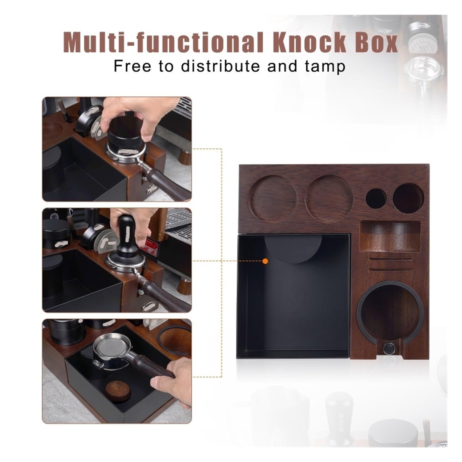 Caja De Golpe De Café Expreso, Compatible Con IKAPE V5, Caja Organizadora De Café for Portafiltro Distribuidor De Manipulación Y Almacenamiento De Barista Con Pantalla Puck