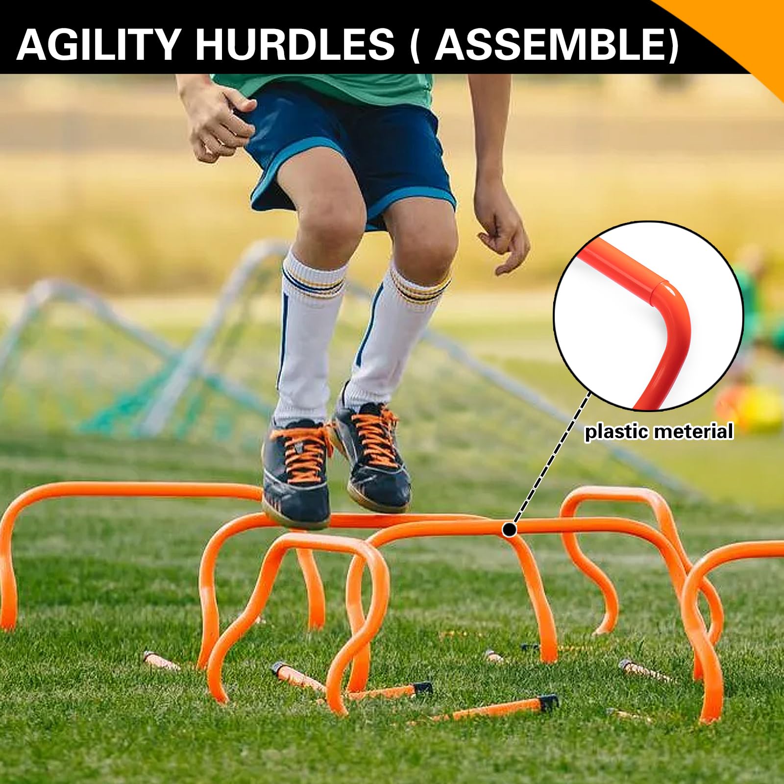 El kit de equipo de entrenamiento de agilidad incluye 12 escaleras de agilidad, 4 obstáculos de agilidad, 12 conos de fútbol, cuerda de saltar, paracaídas, equipo de entrenamiento de fútbol,