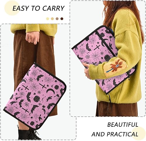 Miniatura 4 de Carpeta de archivo expansible de murciélagos góticos con estrellas y araña, carpeta de archivo de acordeón tamaño carta tamaño A4, bolsillos de