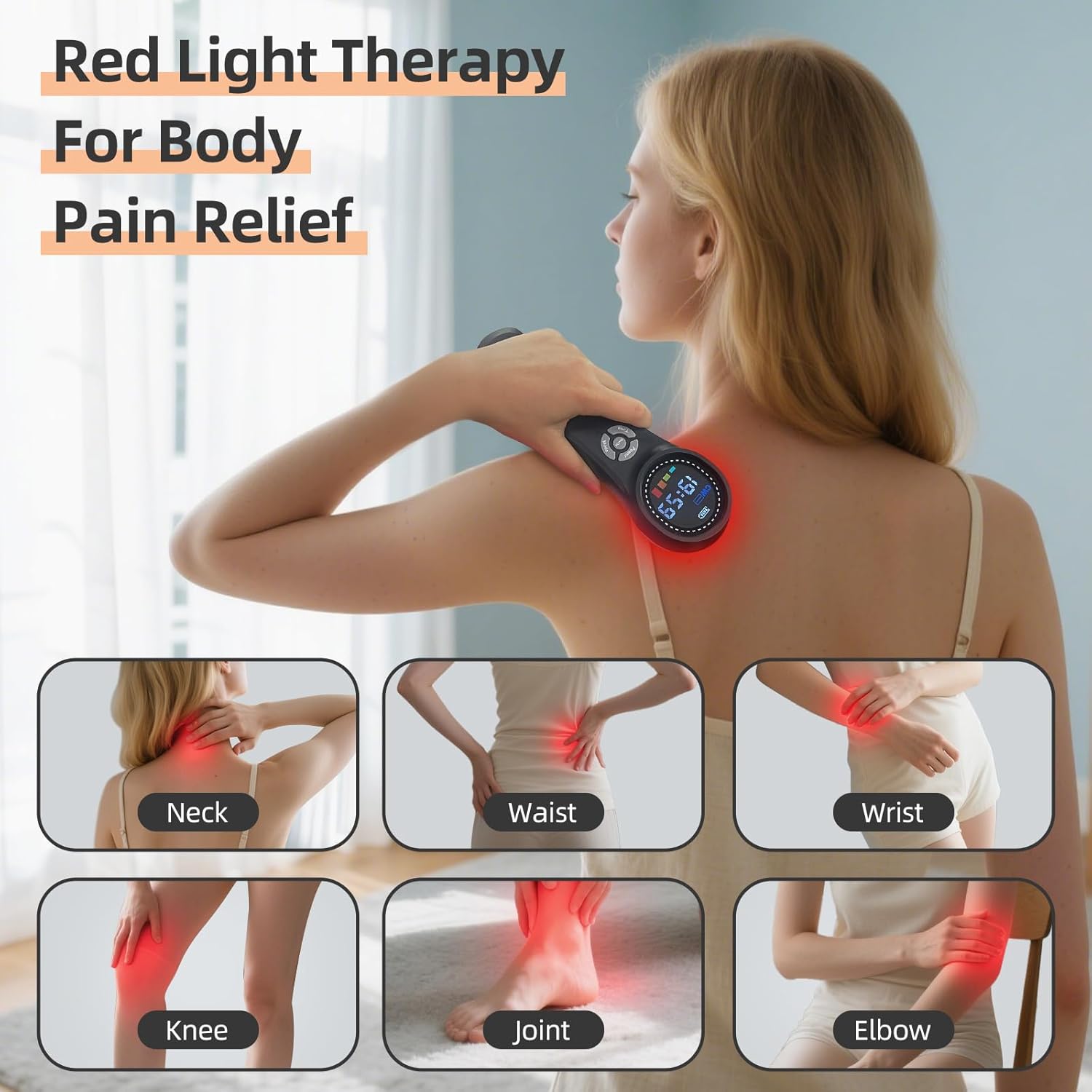 Handheld Red Light Therapy Device, 4x980nm 4x810nm 16x660nm, Cold Light Therapy Machine for Knee, Shoulder, Muscle, Joint Pain Relief, Near Infrared Light Therapy for Human at Home or Travel - Image 3