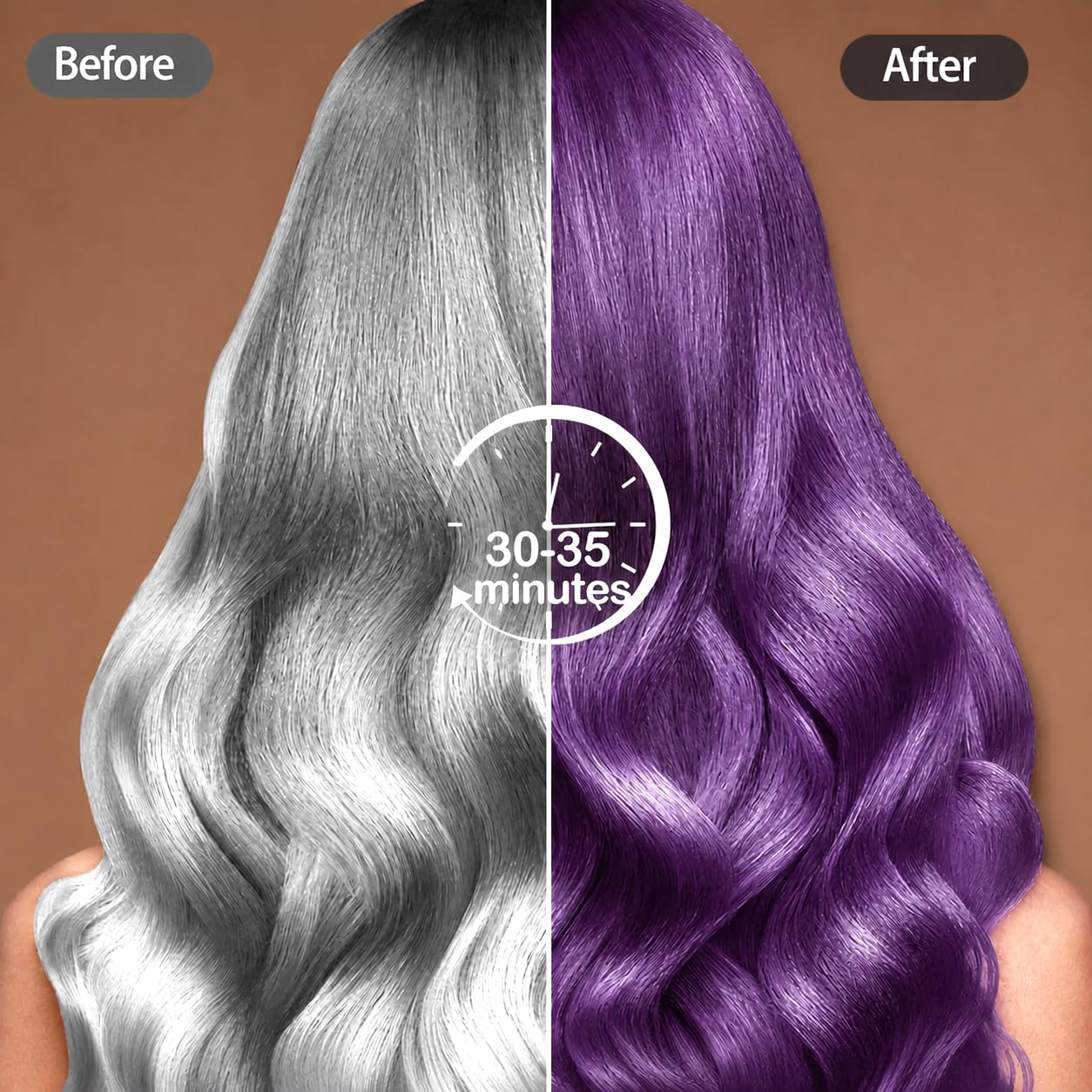 Purple Hair Dye Shampoo 3 w 1, szampon do farbowania włosów, fioletowy do siwych włosów, natychmiastowy szampon do farbowania włosów, dla mężczyzn i kobiet (500 ml)