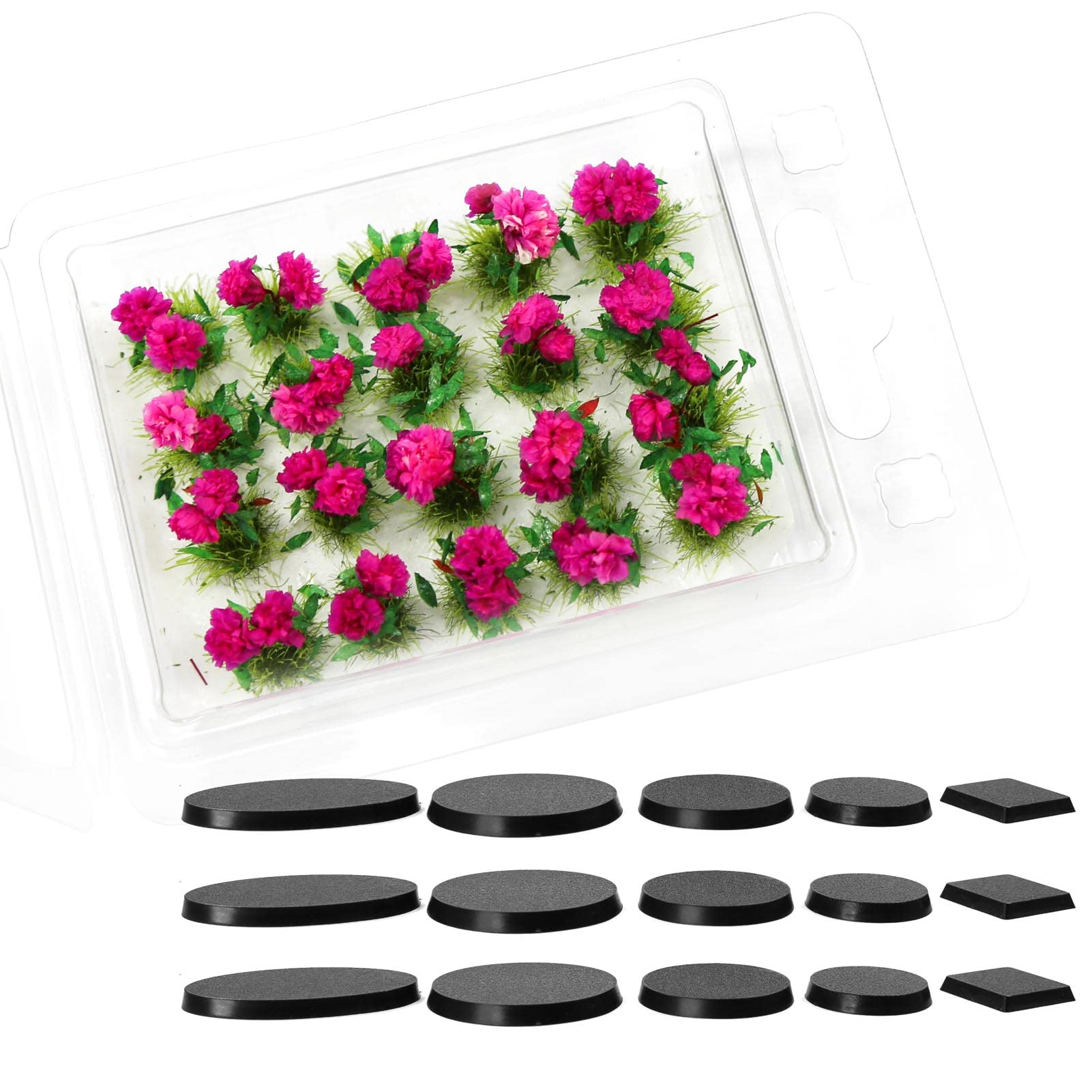 Miniature Vegetation Flower Cluster Garden Shrub Tufts with Model Bases War Game Scenery (D)