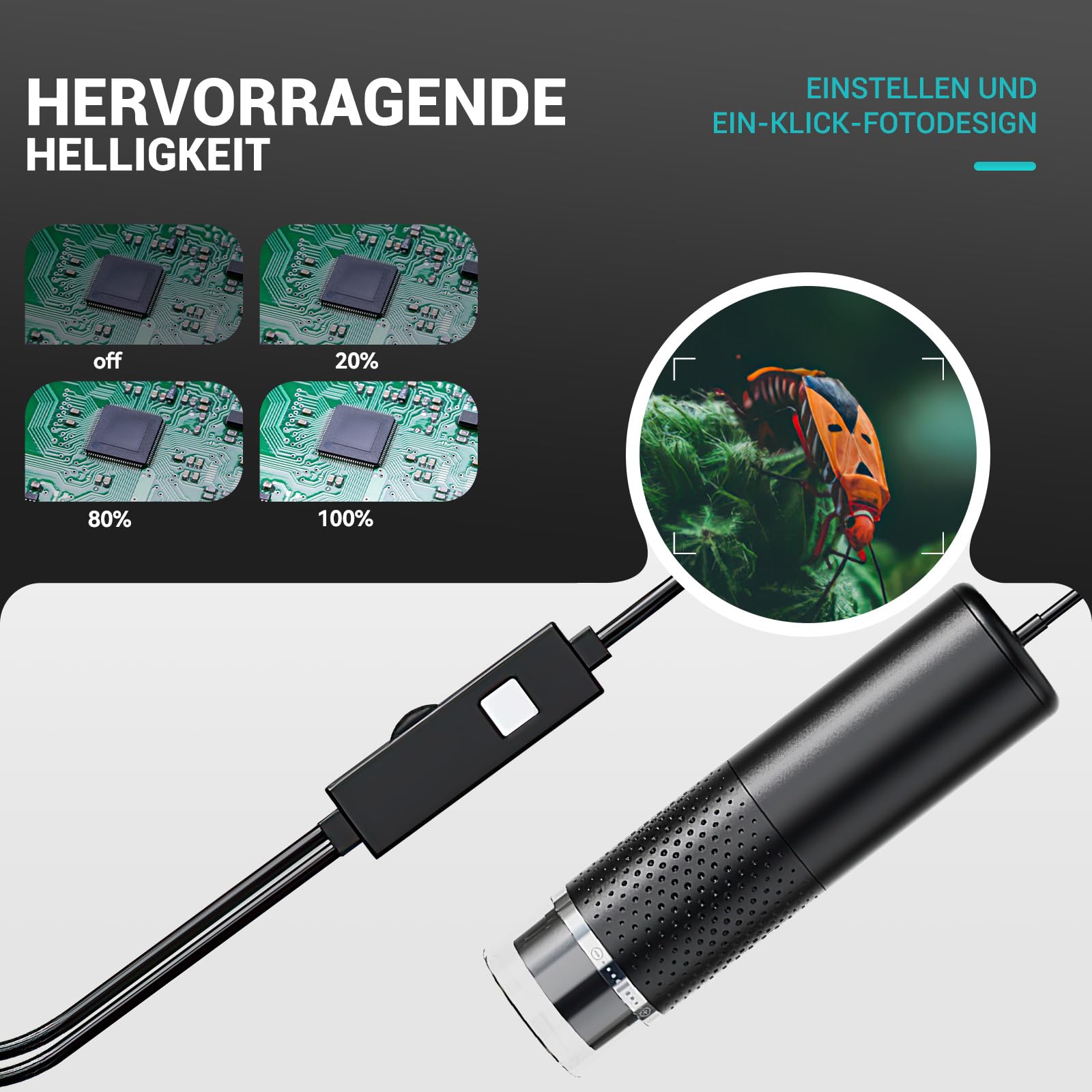 USB-Digitalmikroskop 50–1600x – Mit 8 LED-Lichtern, 2 MP, WiFi – Für IPhone, Android & PC – Tragbar Für Kinder & Hobby