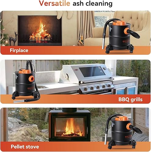 Miniatura 7 de BACOENG Aspiradora de cenizas para estufas de pellets, aspiradora de cenizas de chimenea de 5.2 galones 1200 W con sistema de filtración de doble