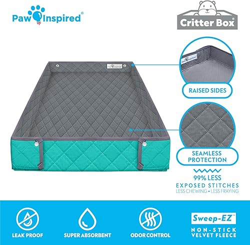Miniatura 6 de Paw Inspired Critter Box - Forro de jaula lavable, ropa de cama reversible de forro polar con lados elevados para conejillos de indias y otros