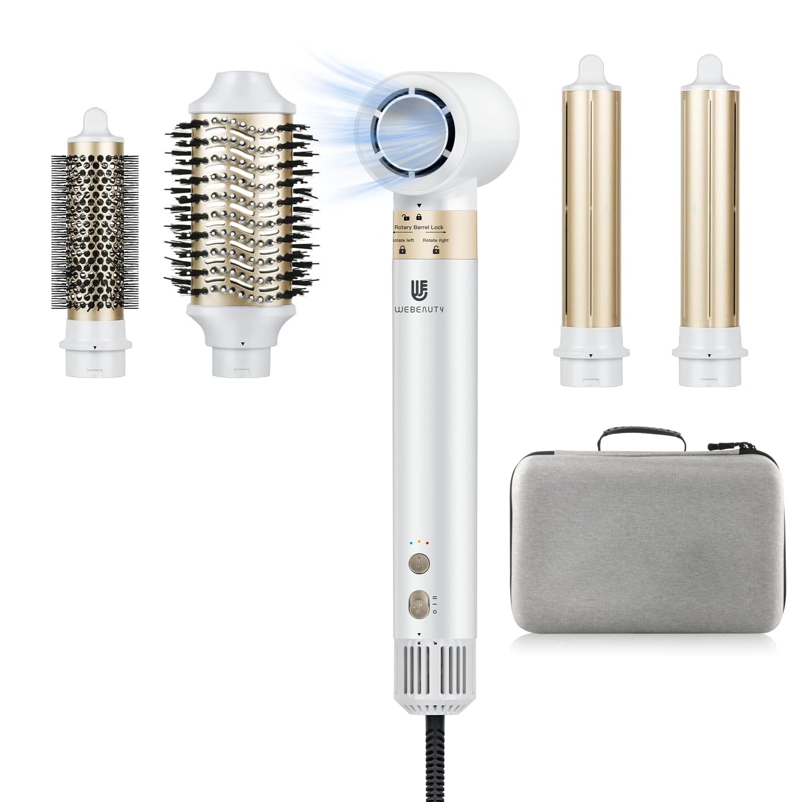 webeauty 6in1 Secador Pelo Set, Moldeador de Pelo,110000 RPM, 30M/S | 1400W Hair Dryer de Alta Velocidad,500 Millones de Iones Secador de Pelo con Cepillo Secador de Pelo y Air Rizador