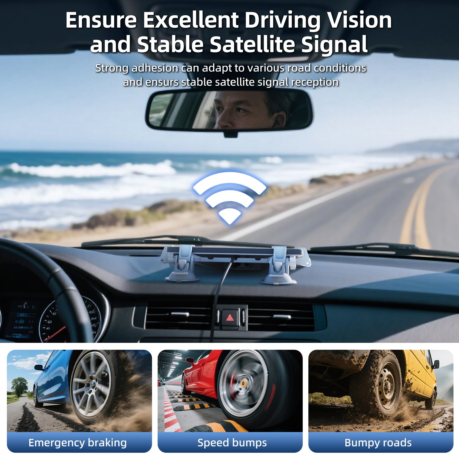 Starlink Mini support de voiture pour tableau de bord, ventouse sécurisée pour majorité des véhicules et pare-brise