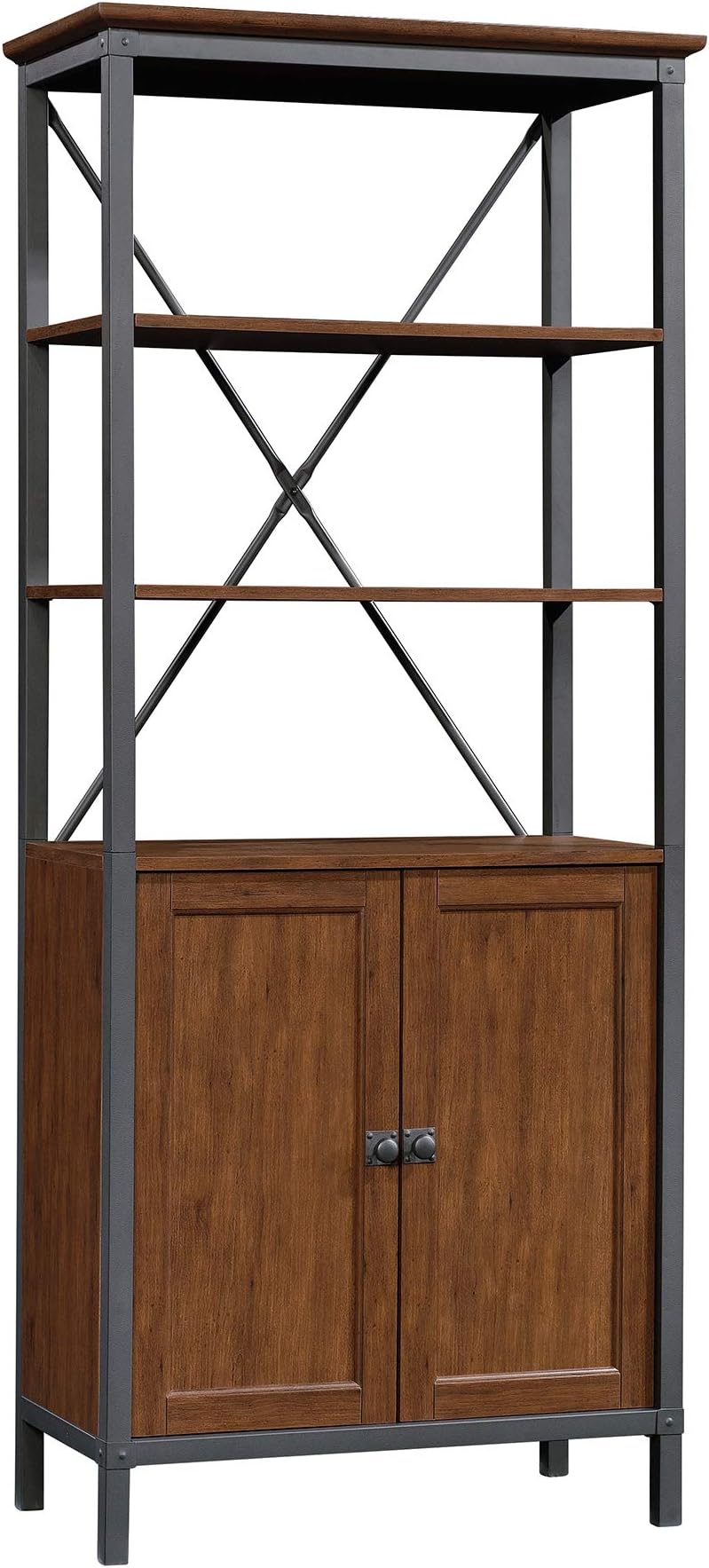 Sauder Carson Forge Bookcase with Doors, Milled Cherry Finish