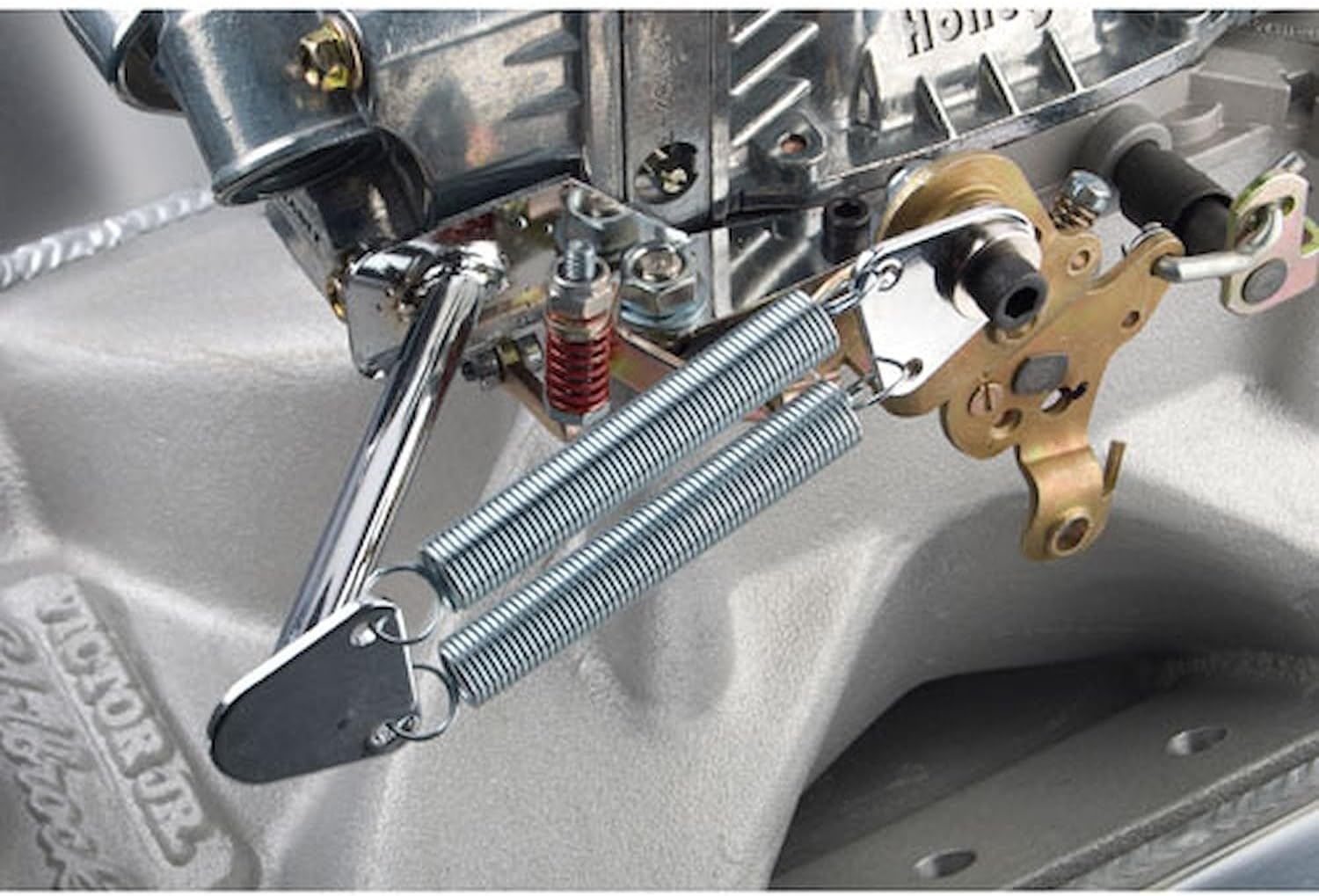 JEGS Chrome Throttle Return Spring Kit | Fits Holley 2 and 4-Barrel Carburetors | Compatible With Model 2300, 2305 2-BBL Holley and 4150 and 4160 4-BBL Holley
