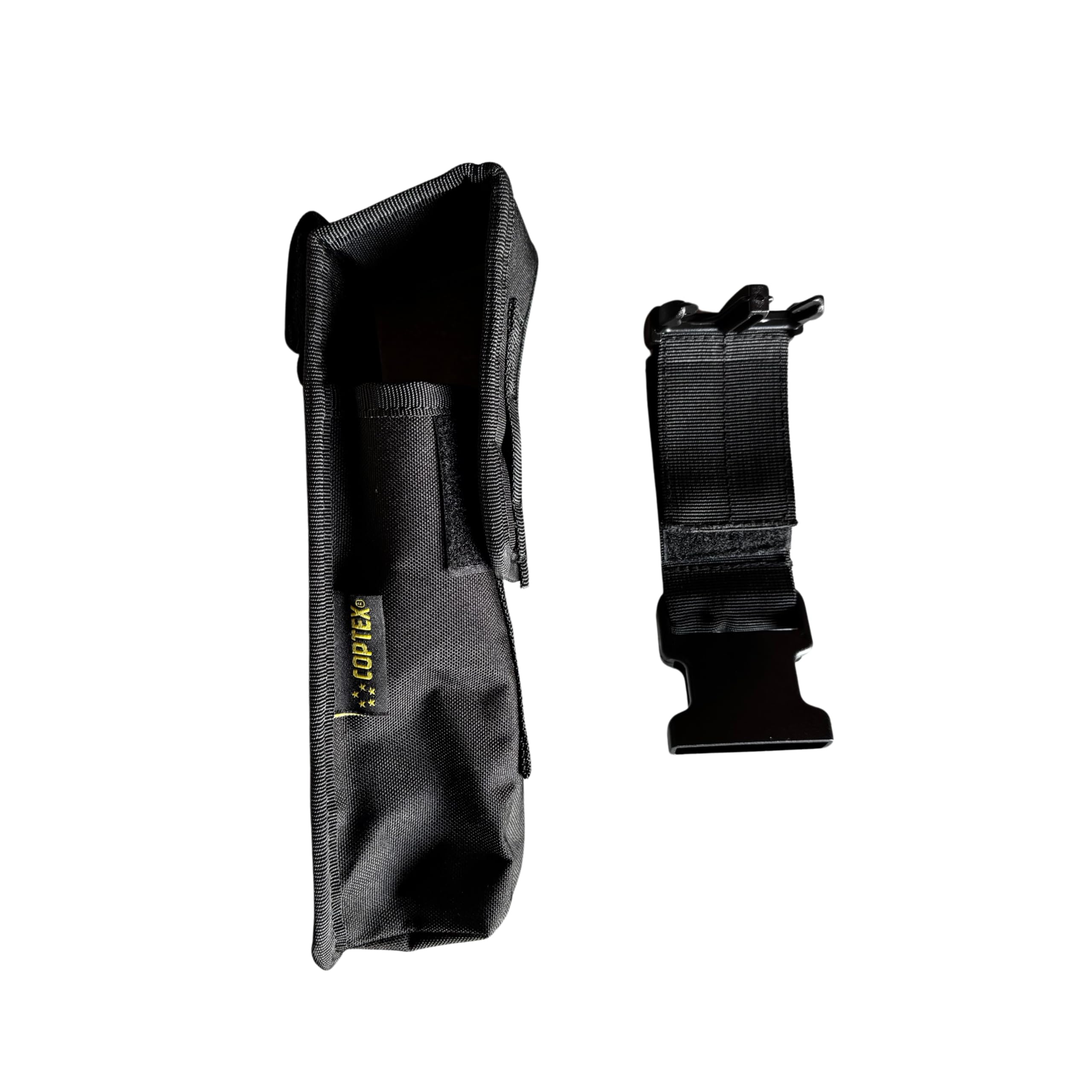Pfefferspray OC 5000 400 ml Weitstrahl Breitstrahl 7 Meter Reichweite mit Pistolengriff + Coptex Holster Etui Tasche Halterung für Gürtel und Molle-System Nylon schwarz Heimverteidigung