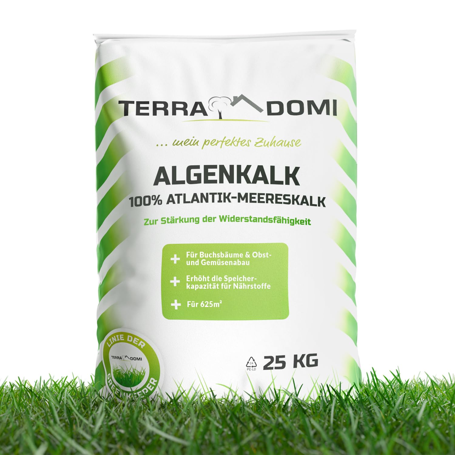 TerraDomi 25kg natürlicher Algenkalk für 625m² I 100% echter Algenkalk zur Stärkung der Widerstandsfähigkeit von Buchsbäumen und anderen Pflanzen I Beugt Befall von Buchsbäumzünsler und Pilzen vor