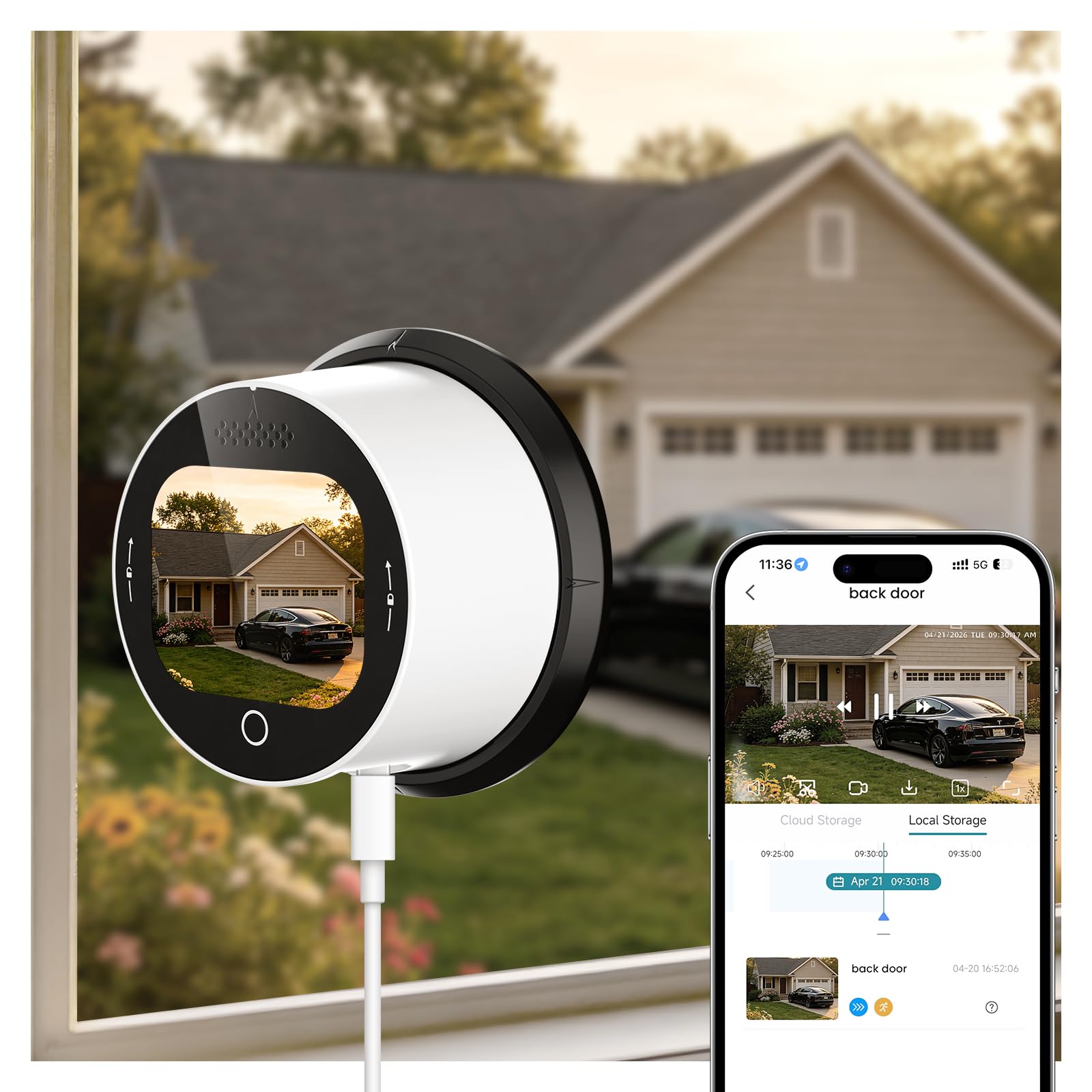SOLIOM 5MP Window Camera with LCD Touchscreen,Indoor Camera for Home Security Outdoor,24/7 Recording,Anti-Glare Color Night Vision,AI Motion Detection, No-Drill Install for Apartments & Rentals-image-11