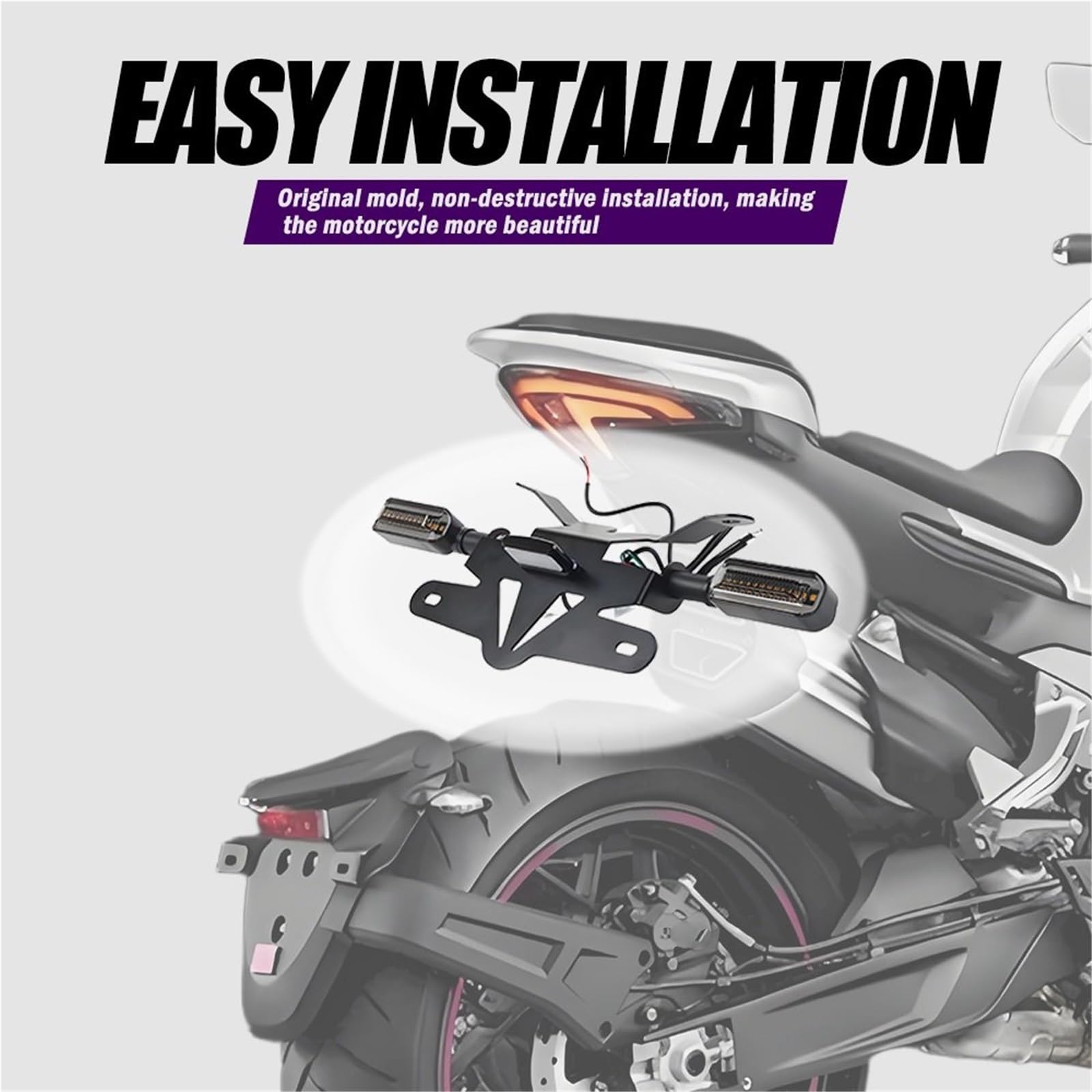 Uchwyt tablicy rejestracyjnej Pasuje do motocykla CFMOTO 800nk NK800 NK 800 NK 2023 2024, błotnika, tylnego światła, uchwytu tablicy rejestracyjnej Ramki tablic rejestracyjnych(B)