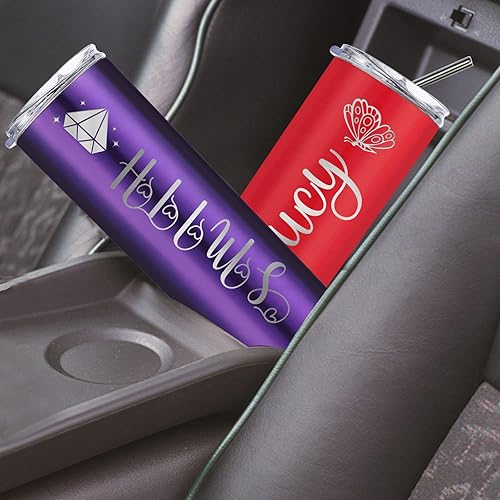 Miniatura 7 de Vasos ajustados personalizados con tapas y pajitas vaso delgado de acero inoxidable grabado con láser vasos personalizados con nombre 20 onzas