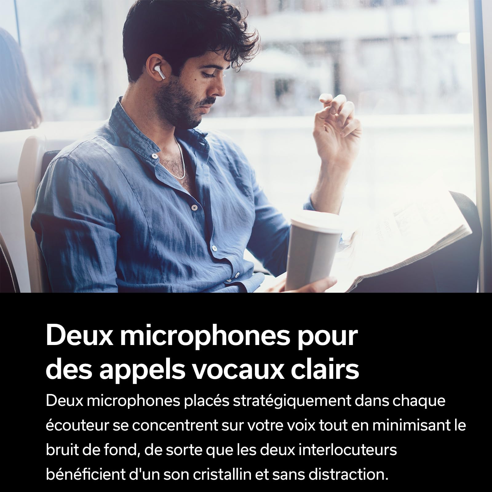 Denon AH-C500W Ecouteurs Bluetooth True Wireless Intra-Auriculaires avec Microphone Intégré, Son Supérieur, Étanchéité IPX4 - Noir