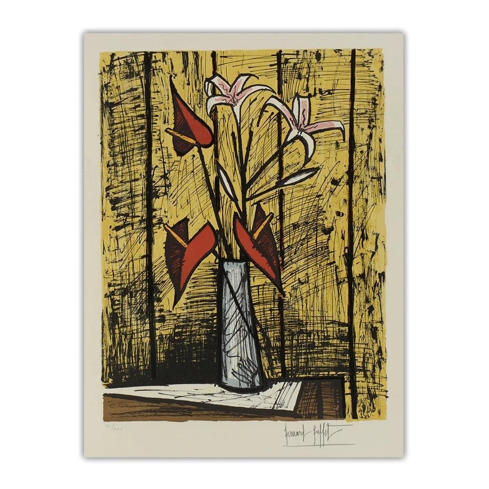 Affiche Bernard Buffet Bouquet de Fleurs rétro toile 40x60cm pour salon
