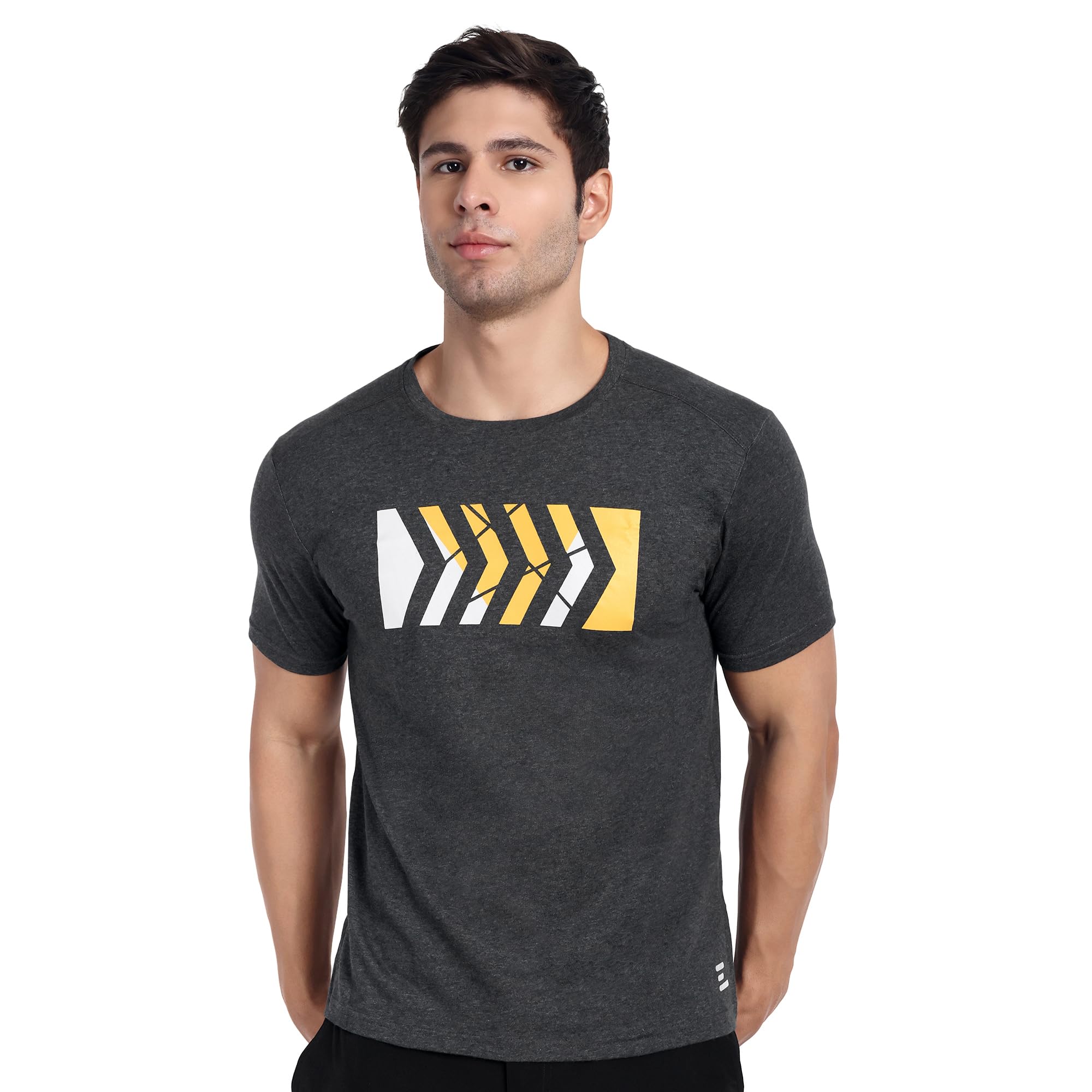 Zyke Men's Cotton Printed Tee - Regular Fit Round Neck Tshirts with Moisture Management and Breathable